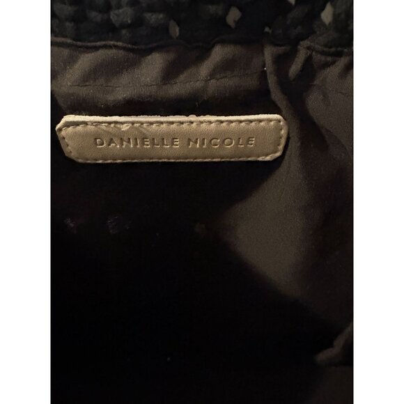 Danielle Nicole Black Macrame Shoulder Bag w/ Wood Handle  # 10.5" x 9" # 3059 - Picture 8 of 8